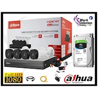 CAMARAS SEGURIDAD KIT 4 EXTERIOR DAHUA FULL HD 2MP + DISCO 1TB